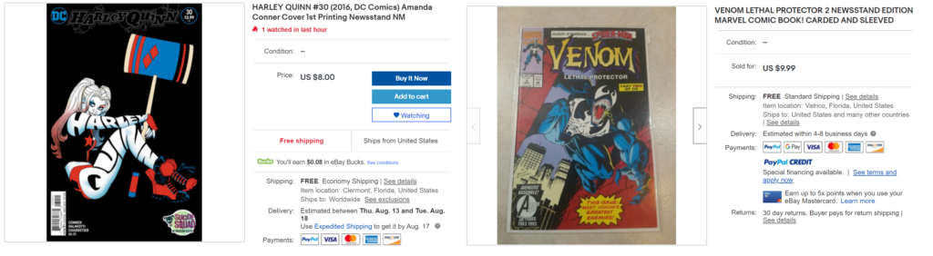 eBay sellers confusing direct and newsstand editions